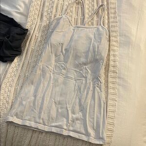 Lululemon white thin strap workout top with built in bra